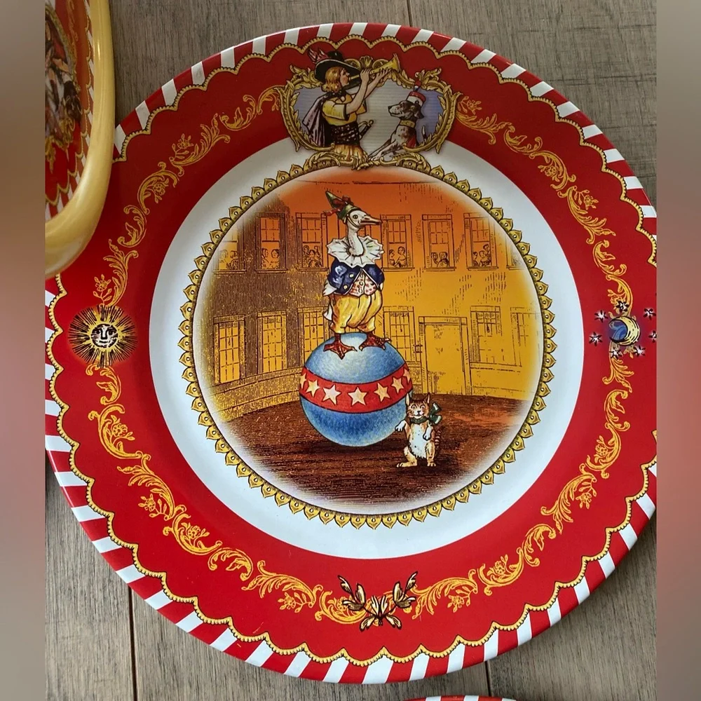 Restoration Hardware Circus Animals 4 Tin Plates Set Tin & Lid Whimsical